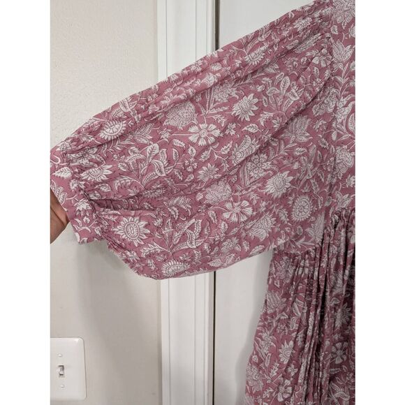 Daughters of India Kyra Mini‎ Dress musk women's XL pink floral balloon sleeve - Picture 8 of 10
